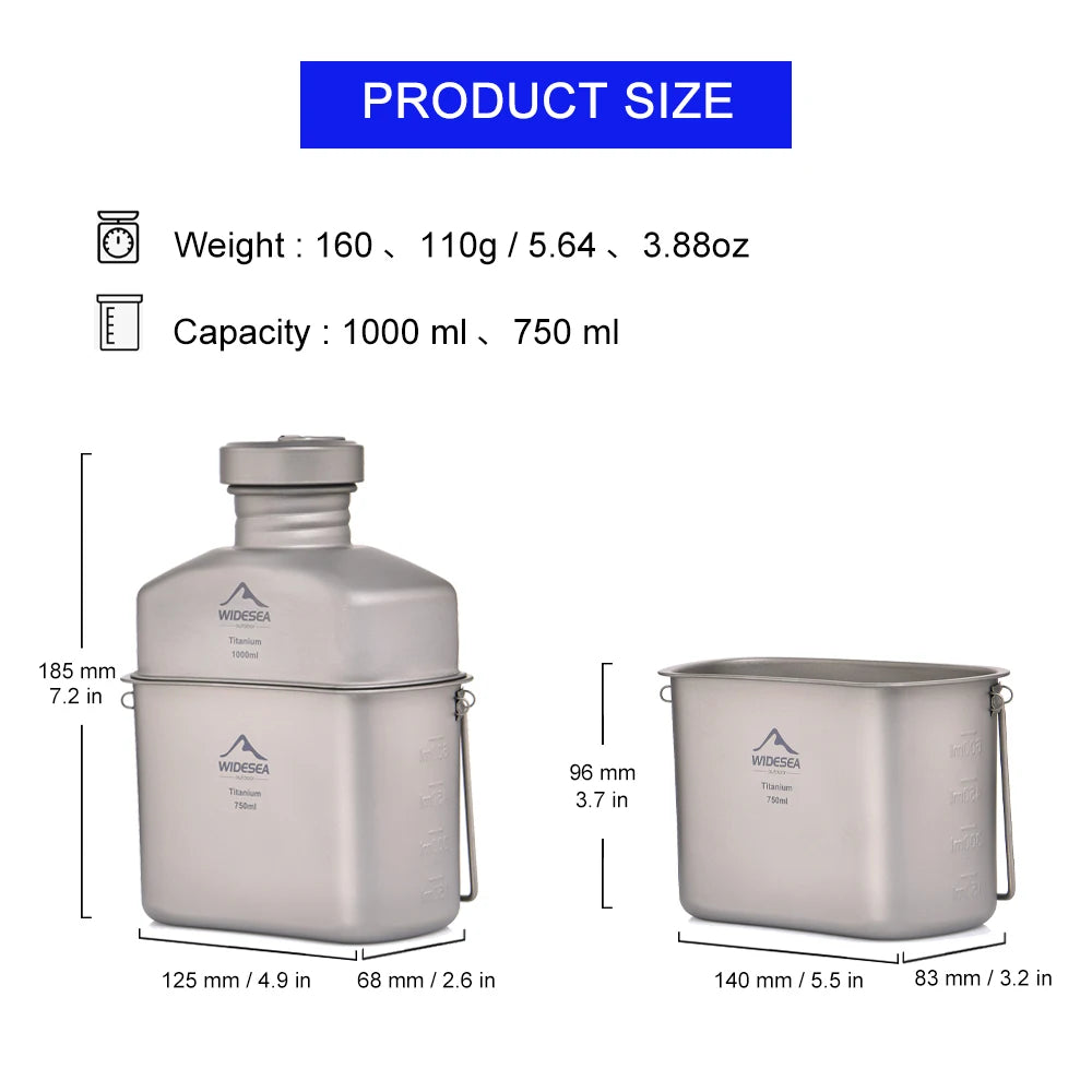 Widesea Camping Titanium Dinner Lunch Box Set