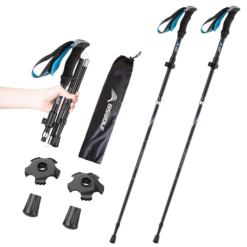 BSWOLF 2Pcs Folding Trekking Poles