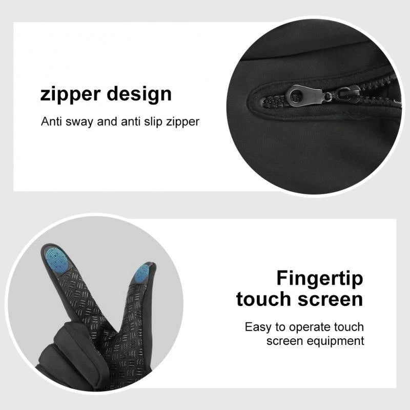 Men's Zipper Design Winter Gloves