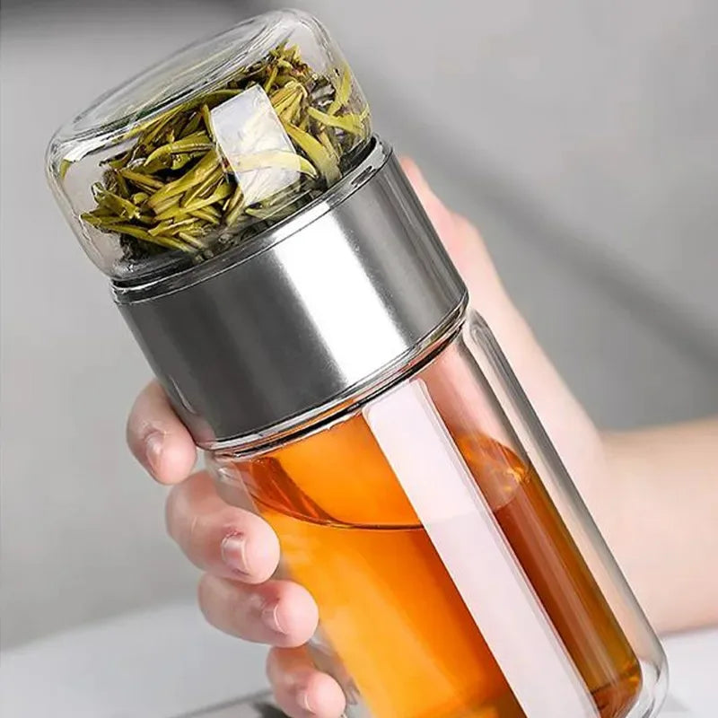 Borosilicate Glass Tea Water Bottle with Infuser