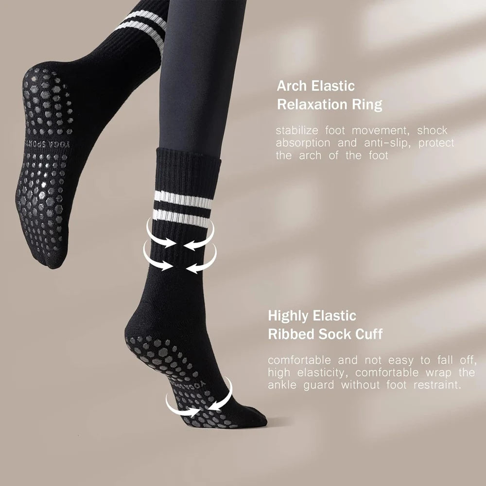 3 Pairs Women Non-slip Yoga Socks
