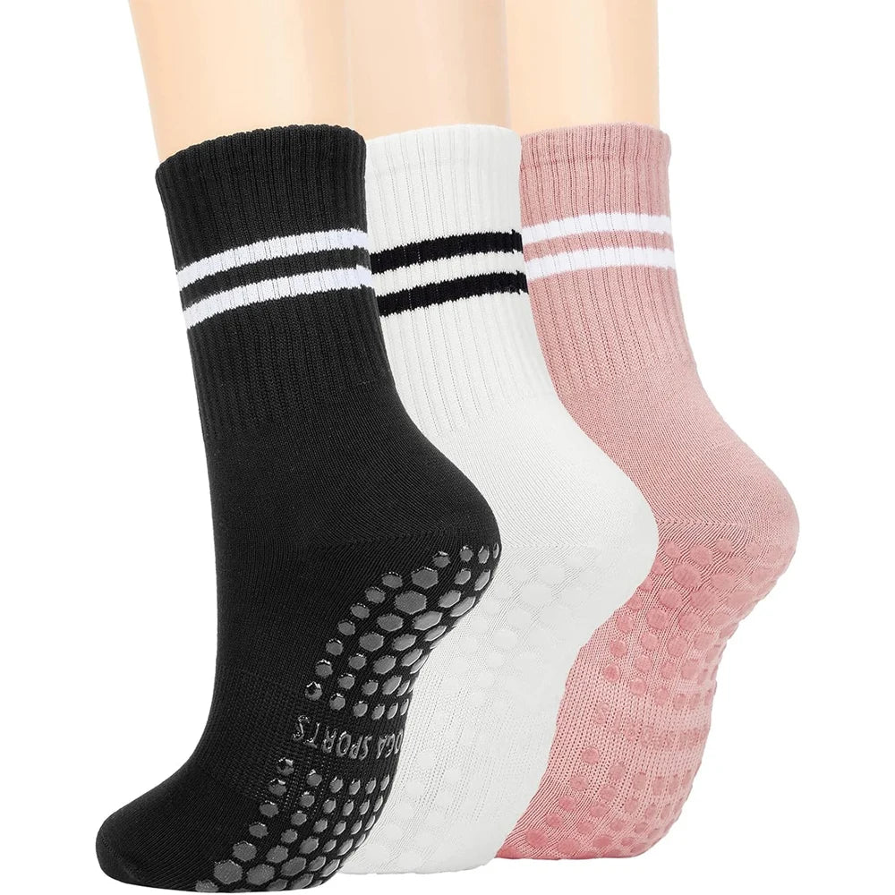 3 Pairs Women Non-slip Yoga Socks