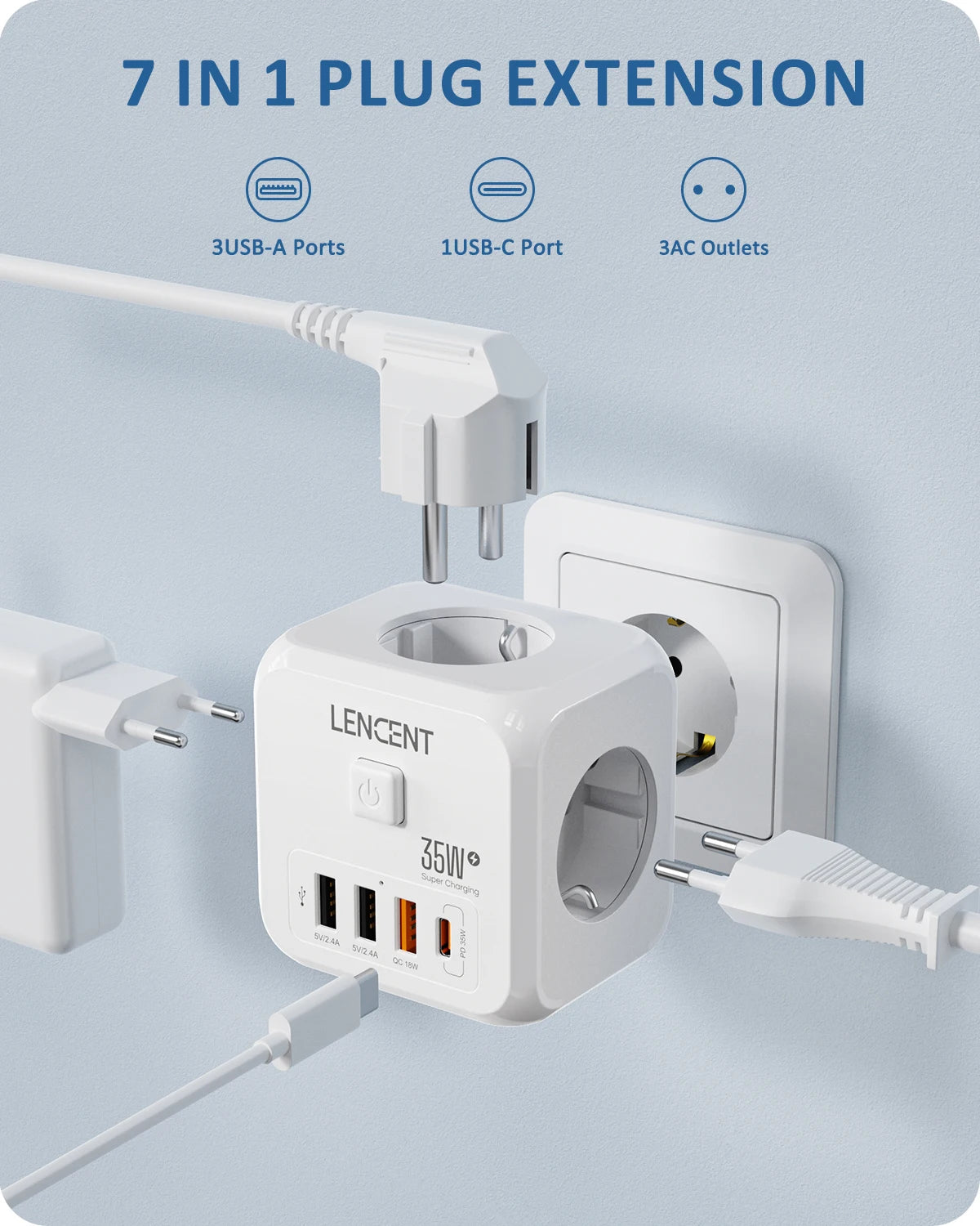 LENCENT Wall Socket Extender
