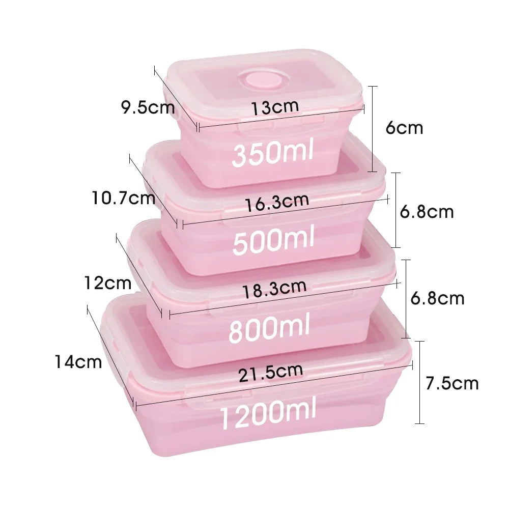 Set of 4 Collapsible Silicone Food Storage