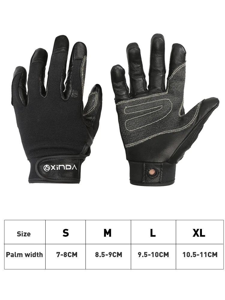 XINDA Full Finger Cowhide Climbing Gloves