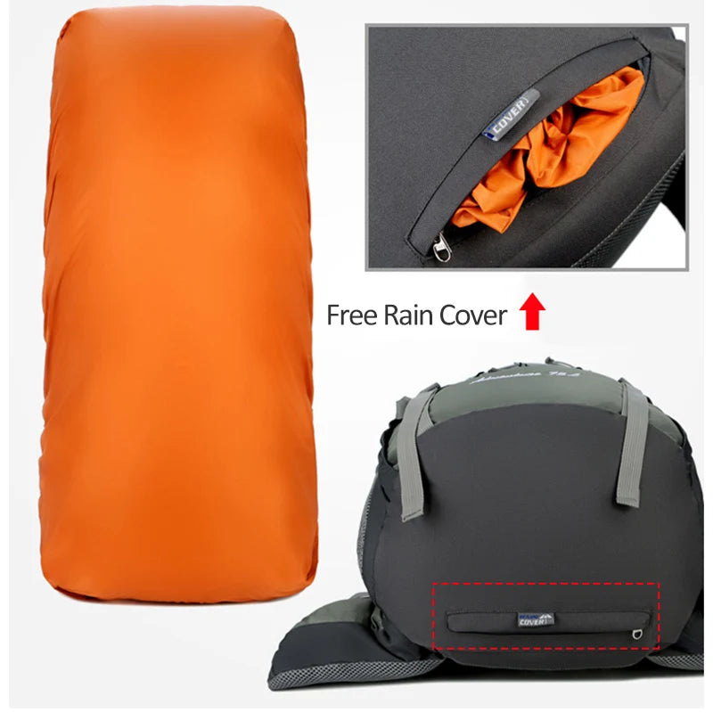 75L Camping Backpack with Rain Cover