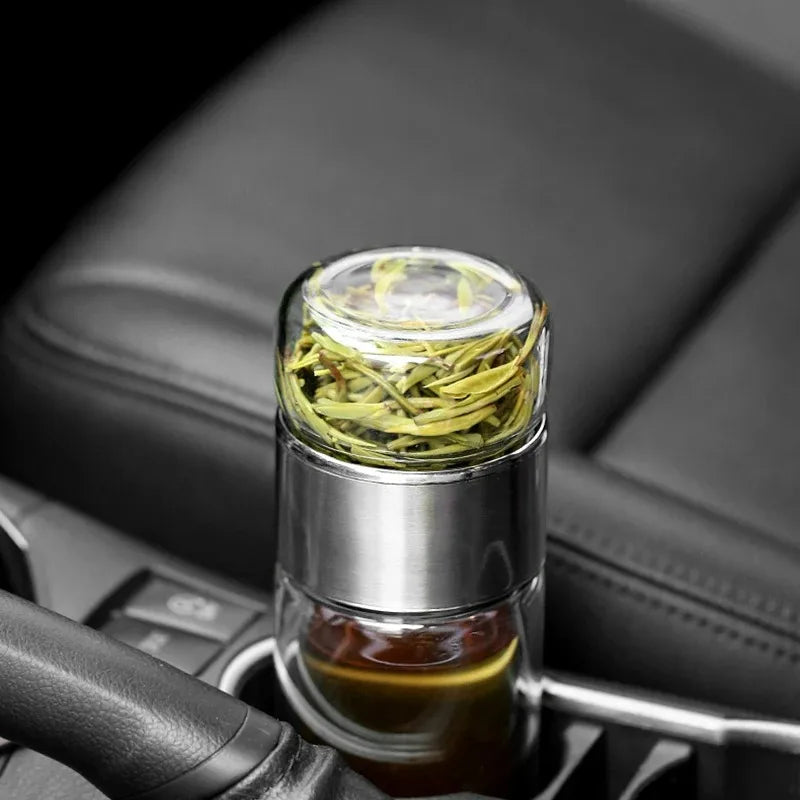 Borosilicate Glass Tea Water Bottle with Infuser