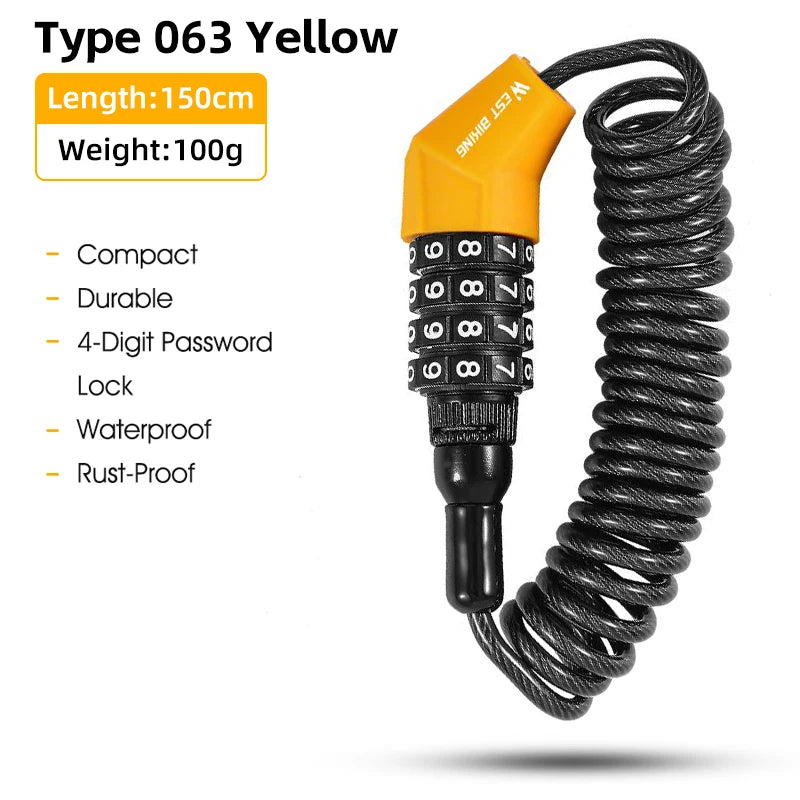 WEST BIKING 4-Digit Combination Bicycle Lock