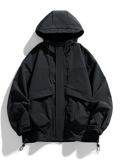 Korean Fashion Patchwork Hooded Windbreaker Jacket