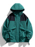 Korean Fashion Patchwork Hooded Windbreaker Jacket