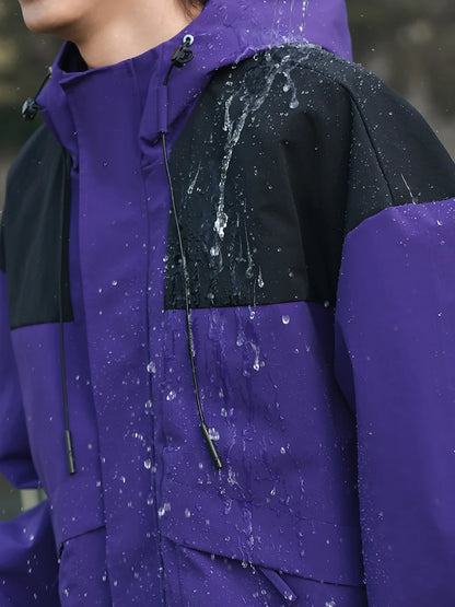 Korean Fashion Patchwork Hooded Windbreaker Jacket