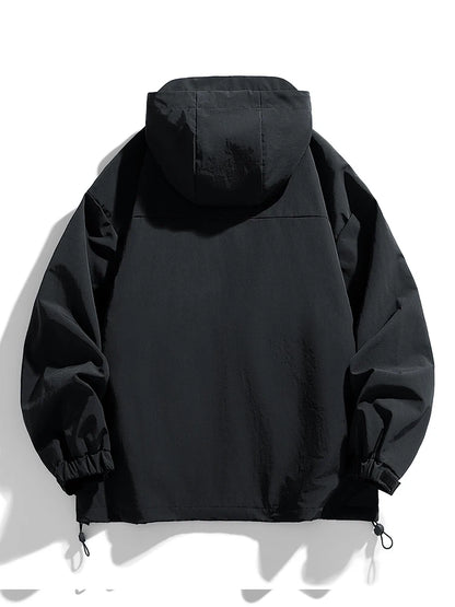 Korean Fashion Patchwork Hooded Windbreaker Jacket